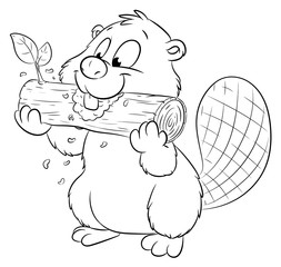 Niedlicher Biber nagt Holz - Vektor-Illustration © Christine Wulf