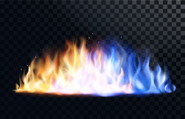 Yellow and blue fire flame