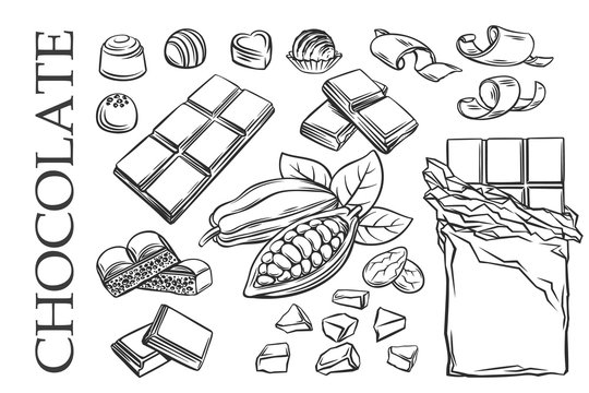 Outline chocolate set icons