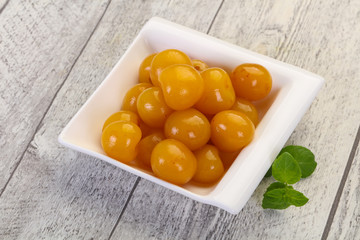 Yellow ripe cherry dessert