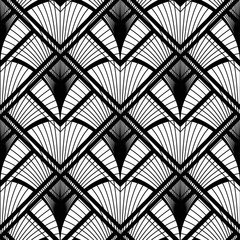 Art Deco pattern. Vector black white background. Luxury seamless ornament