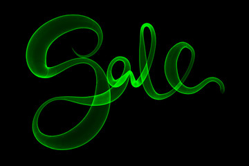 Sale handmade lettering, calligraphy made by green fire or smoke, for prints, posters, web