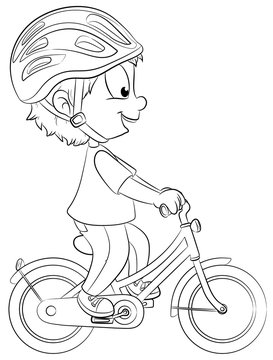 boy riding bicycle wearing helmet clip art preview
