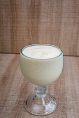 Glass cups with juices white