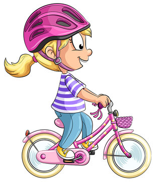 Niedliches Mädchen fährt Fahrrad - Vektor-Illustration