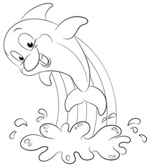 Niedlicher Delfin mit Regenbogen - Vektor-Illustration © Christine Wulf