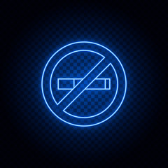 No smoking, airport blue neon vector icon