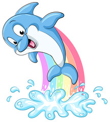 Niedlicher Delfin mit Regenbogen - Vektor-Illustration © Christine Wulf