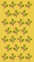 Phone Wallpaper of Floral Pattern with Pink Drop Shadow against Yellow Background