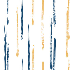 Blue Graphic Line Vector Seamless Pattern. Paint 