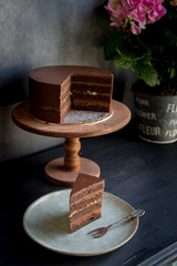 a piece of chocolate cake