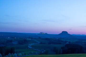 Raps, Sonnenuntergang, Sächsische Schweiz.