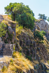 Bitlis Fortress Ruins, Eastern Turkey, Bitlis Province. Fortress walls on a hill above the city.