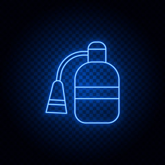 Fire extinguisher, airport blue neon vector icon