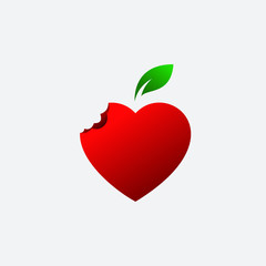apple with heart logo template