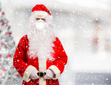 Santa Claus wearing a mask, coronavirus concept