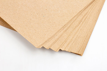 bundle of plain paper on a white background