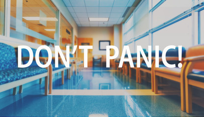 Dont Panic theme with a medical office reception waiting room background