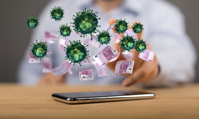 Financial stock graph has down from virus corona outbreak..