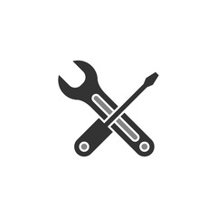 Wrench and screwdriver icon flat vector design. Repair symbol.