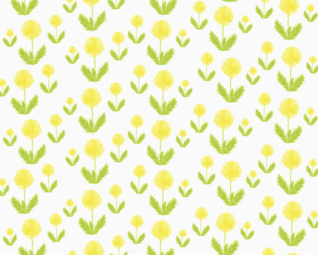 Illustration of yellow dandelion flowers on white background