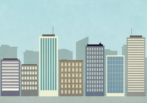 Cityscape of skyscraper buildings