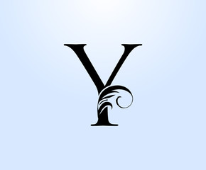 Luxury letter Y Crest logo. Vintage classic drawn emblem for book design, weeding card, brand name, business card, Restaurant, Boutique, Hotel.