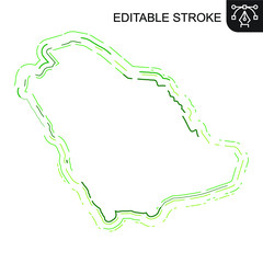 Saudi Arabia map Lines, KSA map Stroke, Riyadh, editable stroke, editable line