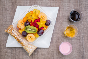 fresh fruit salad on white plate