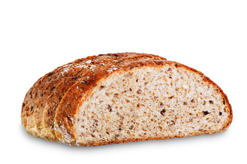 Wholegrain rye bread on a white isolated background