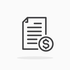 Invoice icon in line style. Editable stroke.