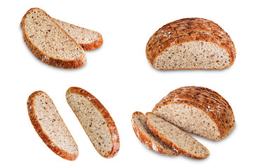 Wholegrain rye bread on a white isolated background