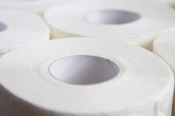white rolls of toilet paper. close-up.selective focus