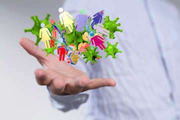 flu virus attack digital 3d