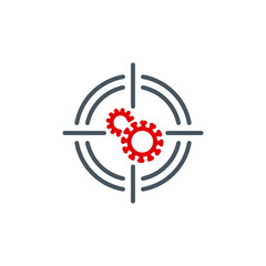 aim right on target shoot Coronavirus single line icon isolated on white. Perfect outline symbol precision Covid 19 pandemic banner. high Quality design element aim cross with editable Stroke