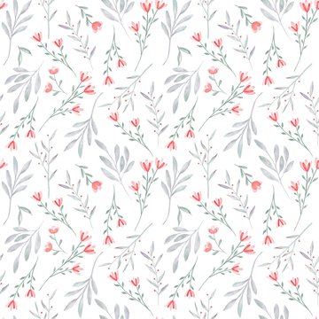 Seamless floral watercolor pattern design 