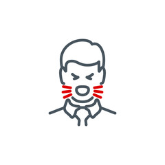 head of sick man coughing without a mask single line icon isolated on white. Perfect outline symbol Signs and symptoms Coronavirus Covid 19 pandemic banner. Quality design element with editable Stroke