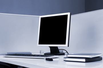 workplace with computer in modern office