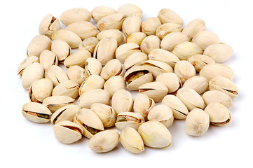 pistachio nuts on white background