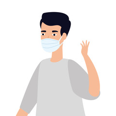 male paramedic using face mask isolated icon vector illustration design