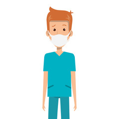 male paramedic using face mask isolated icon vector illustration design