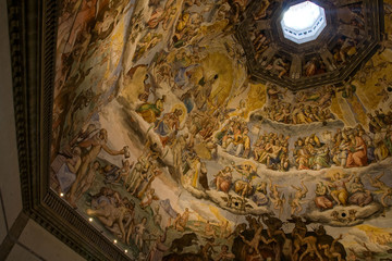 Fototapeta premium Sklepienie Katedry Santa Maria del Fiore - Florencja, Toskania, Wlochy