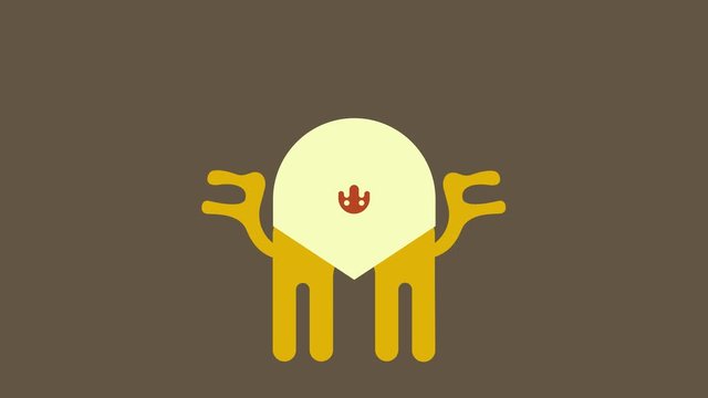 Motion Of Elements Forming Abstract Doodle Animation Of Animal Looking Figure With Four Legs And Semicircle Body Adjusting Together And Pair Of Deer Like Horns Popping Up With Face Similar To Skull