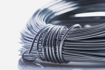 Roll of steel wire close-up