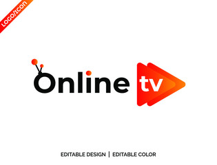 Letter Online tv logo and app design, Gradient colorful glossy colors on White background logo design Vector Illustration with flat style