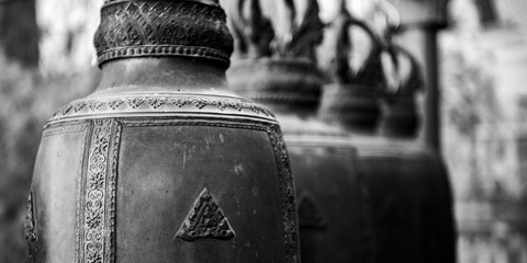 Fototapeta premium Bronze bells in the temple garden