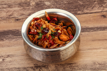 Asian wok noodle with mussels