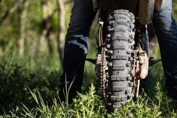 motorbike wheel closeup with room for text