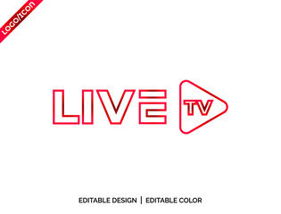 Letter Live tv logo and app design, Gradient and red color glossy colors on White background logo design Vector Illustration with flat style