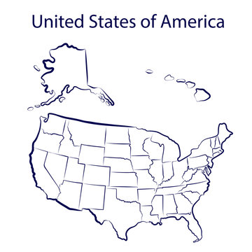 All the States of America territory. Stylized outlines